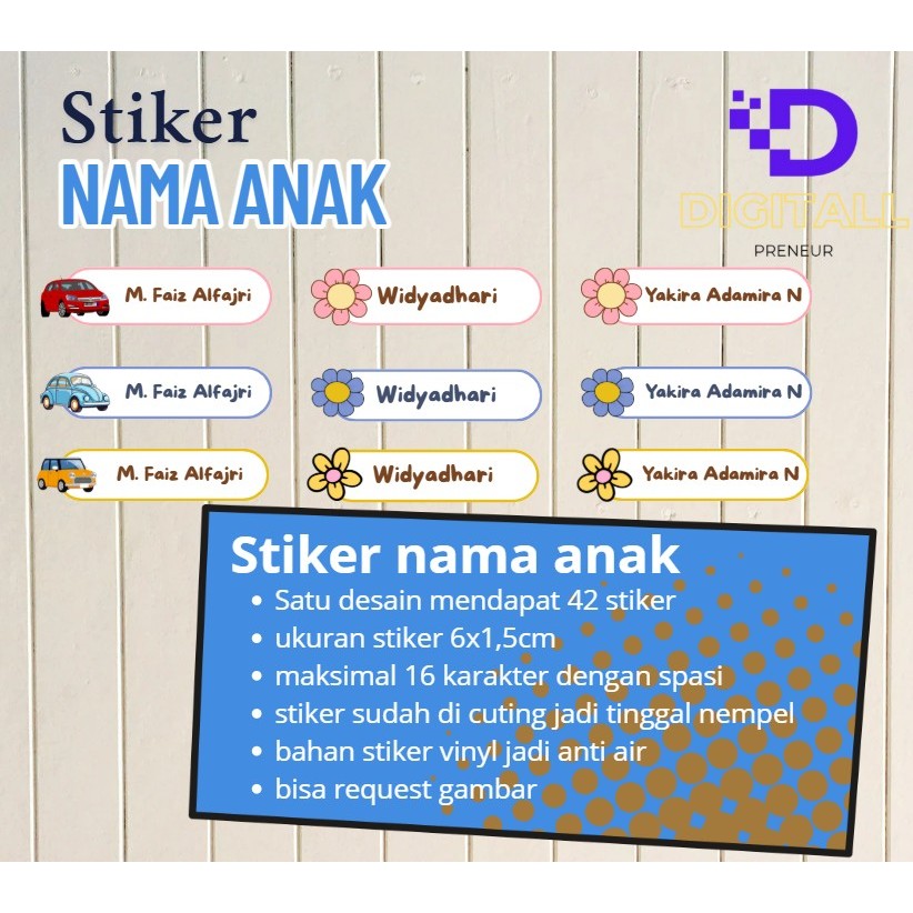 

stiker nama anak custom (42 pcs)
