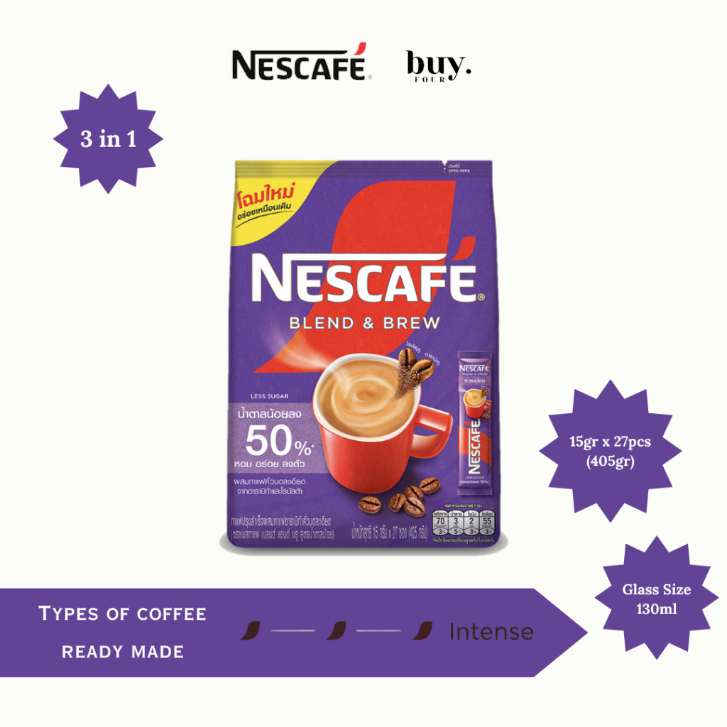 

Nescafe Blend&Brew 50% sugar - Kopi 3in1 Enak