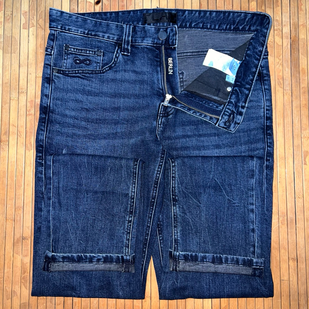 PLAC BERLIN BLUE BLACK STRETCH DENIM JEANS