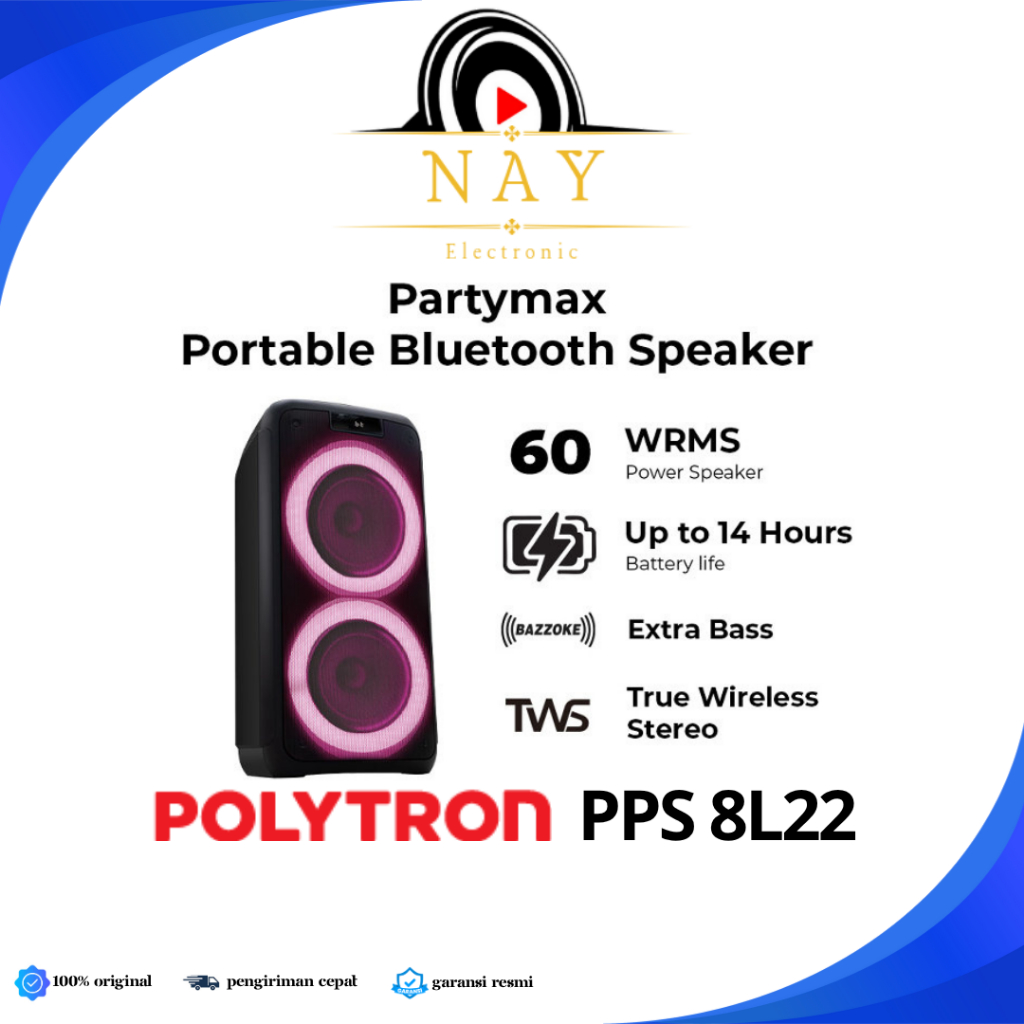 Polytron PPS 8L22 Portable Bluetooth Speaker | POLYTRON SPEAKER AKTIF PPS8L22 PARTY BOX PPS L822