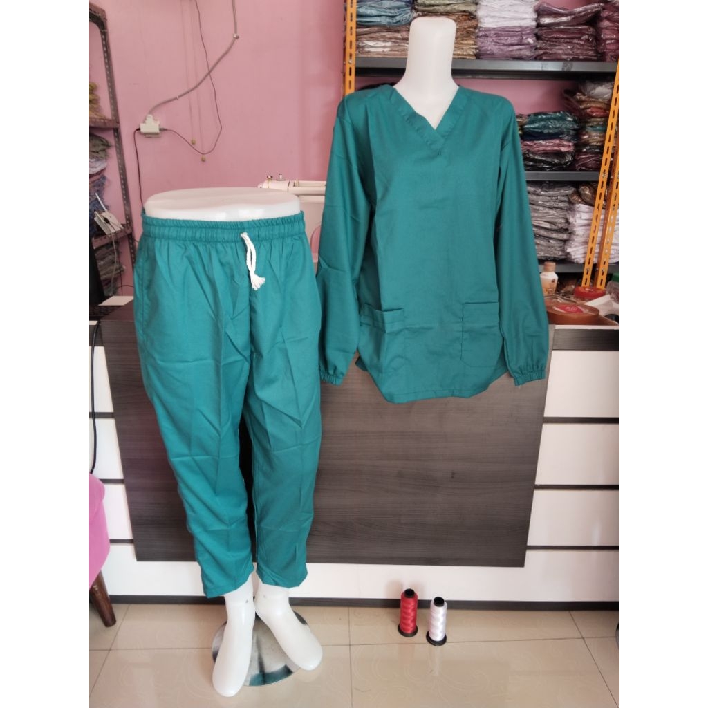 Tosca cream dusty pink fanta Biru BCA Biru Muda Maroon Putih Pemda army hijau sage/Set OKA LENGAN Pa