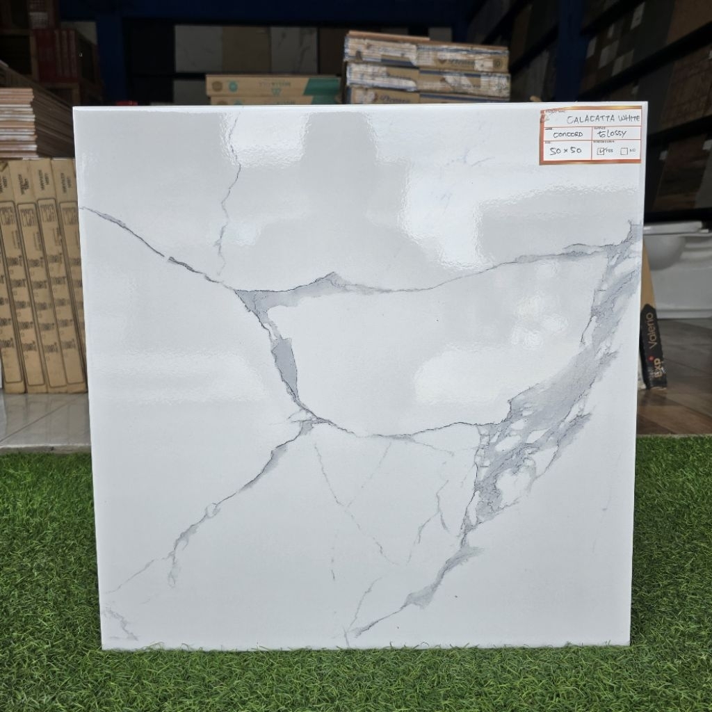 Keramik Lantai Motip Marmer Carara Concord 50x50 CALACATTA WHITE