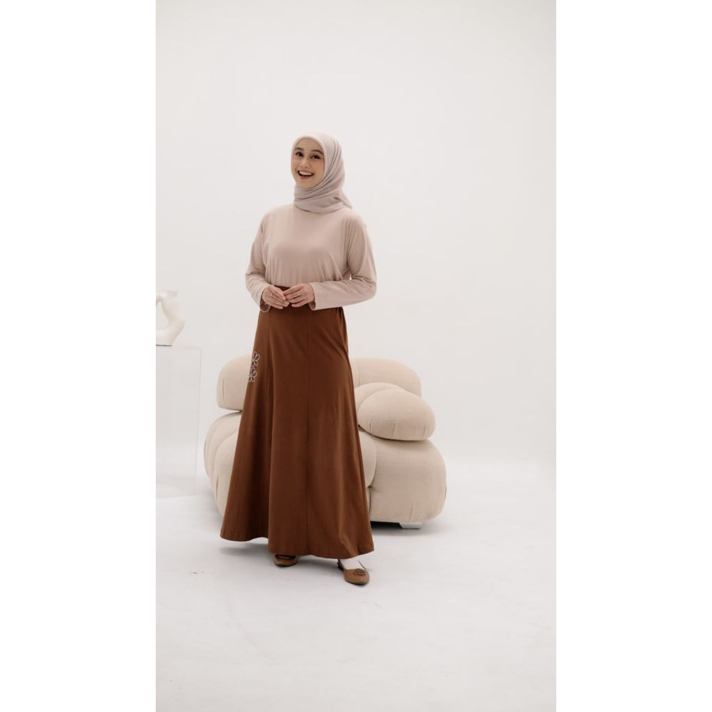 Rok Panjang Wanita Model A Line Polos Katun