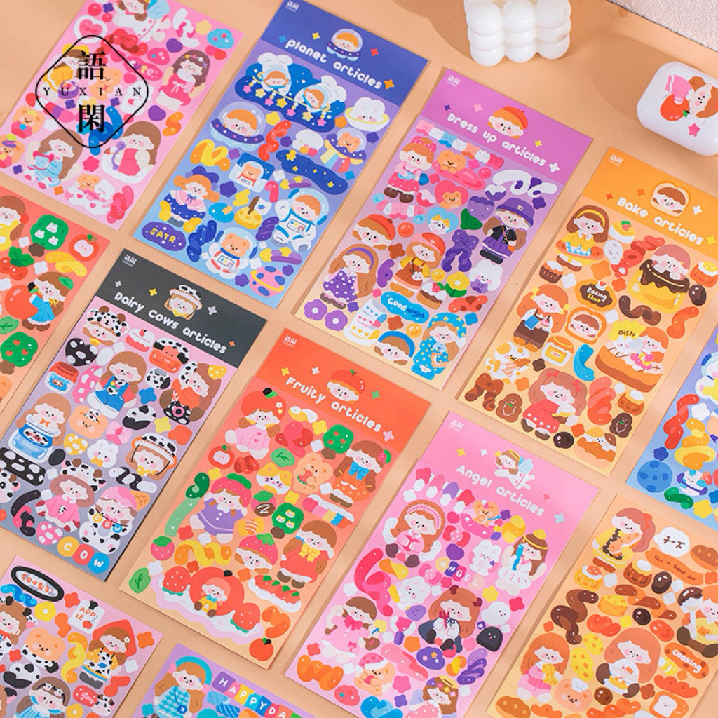 

Idle Stickers Colorfull small world series - Hand Painted Cute Cartoon Handbook DIY Material