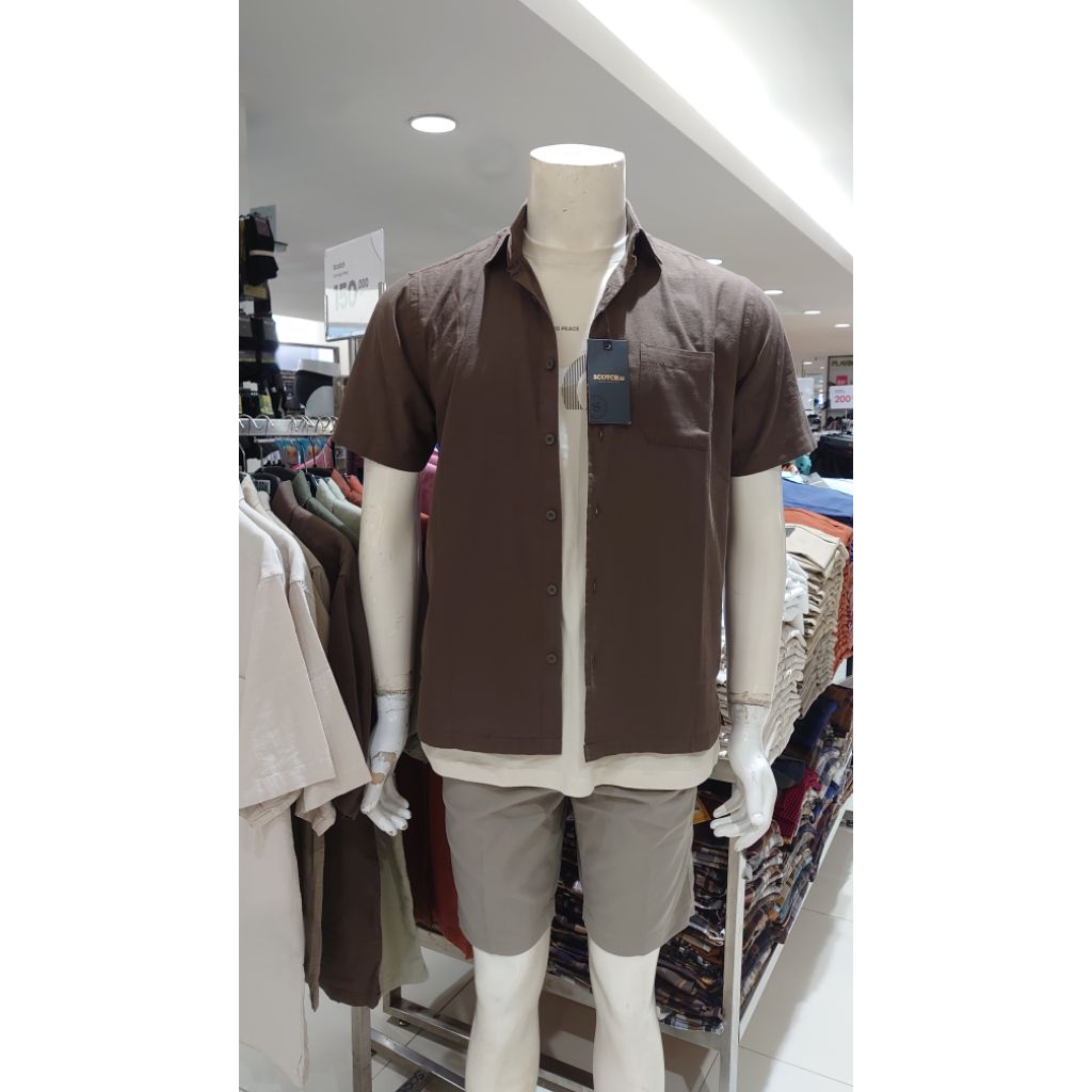 kemeja linen pendek scotch
