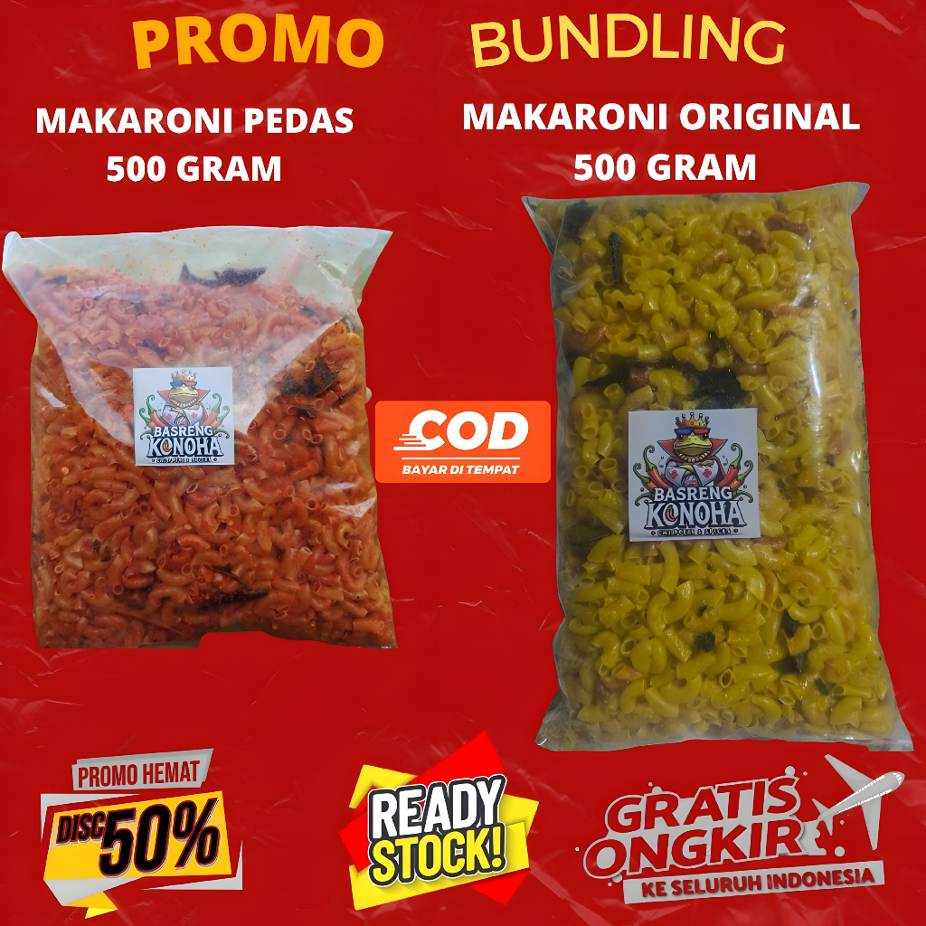 

makroni kemasan 1 kg rasa original 500 pedas daun jeruk 500 gram
