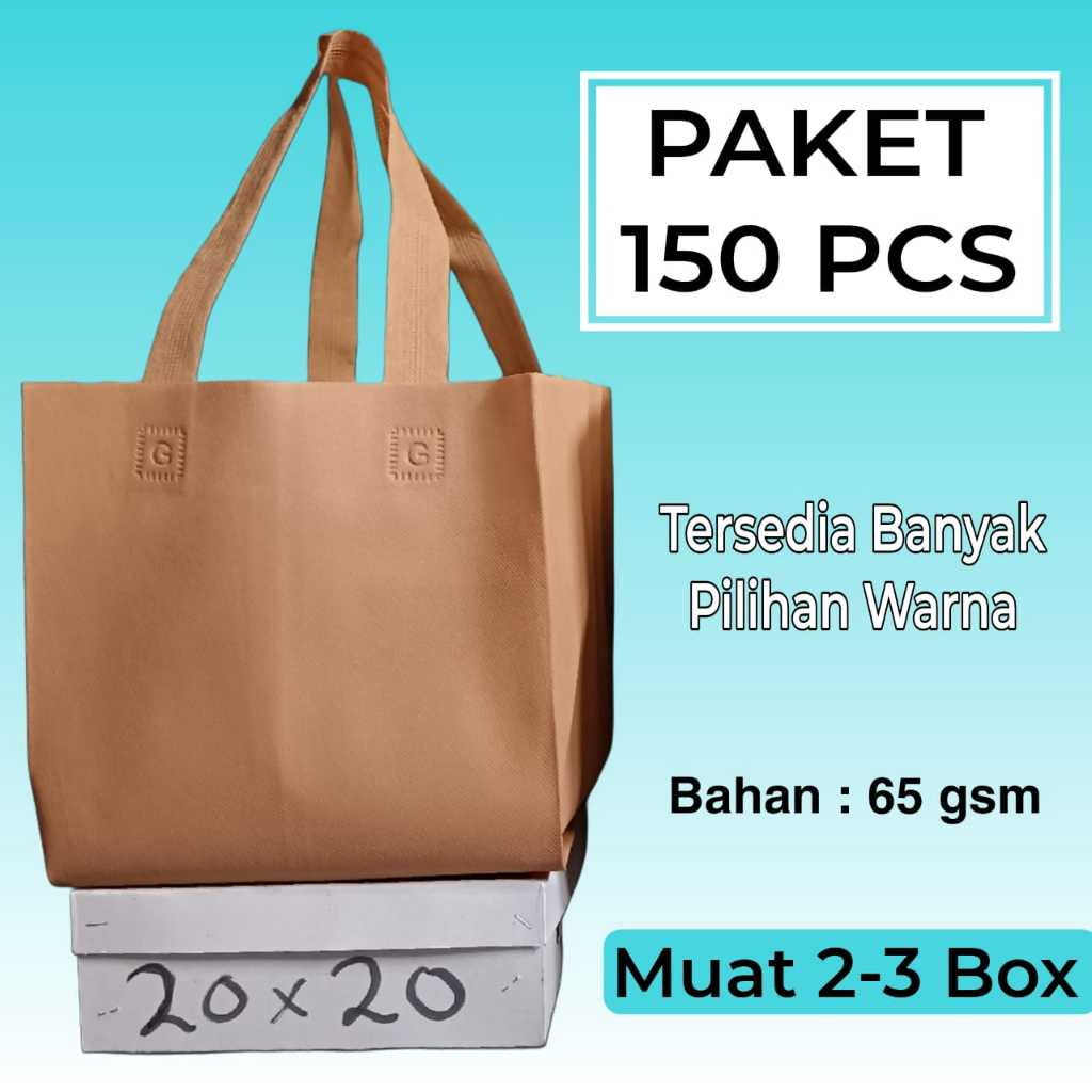 

( PAKET HEMAT ) Hls Box dus 20x20 Isi (150 PCS) Tas Kain Spunbond
