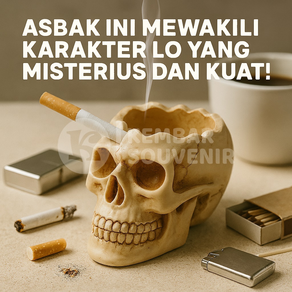 Asbak Kaca Unik Bentuk Tengkorak | Asbak Estetik untuk Meja Rokok & Dekorasi