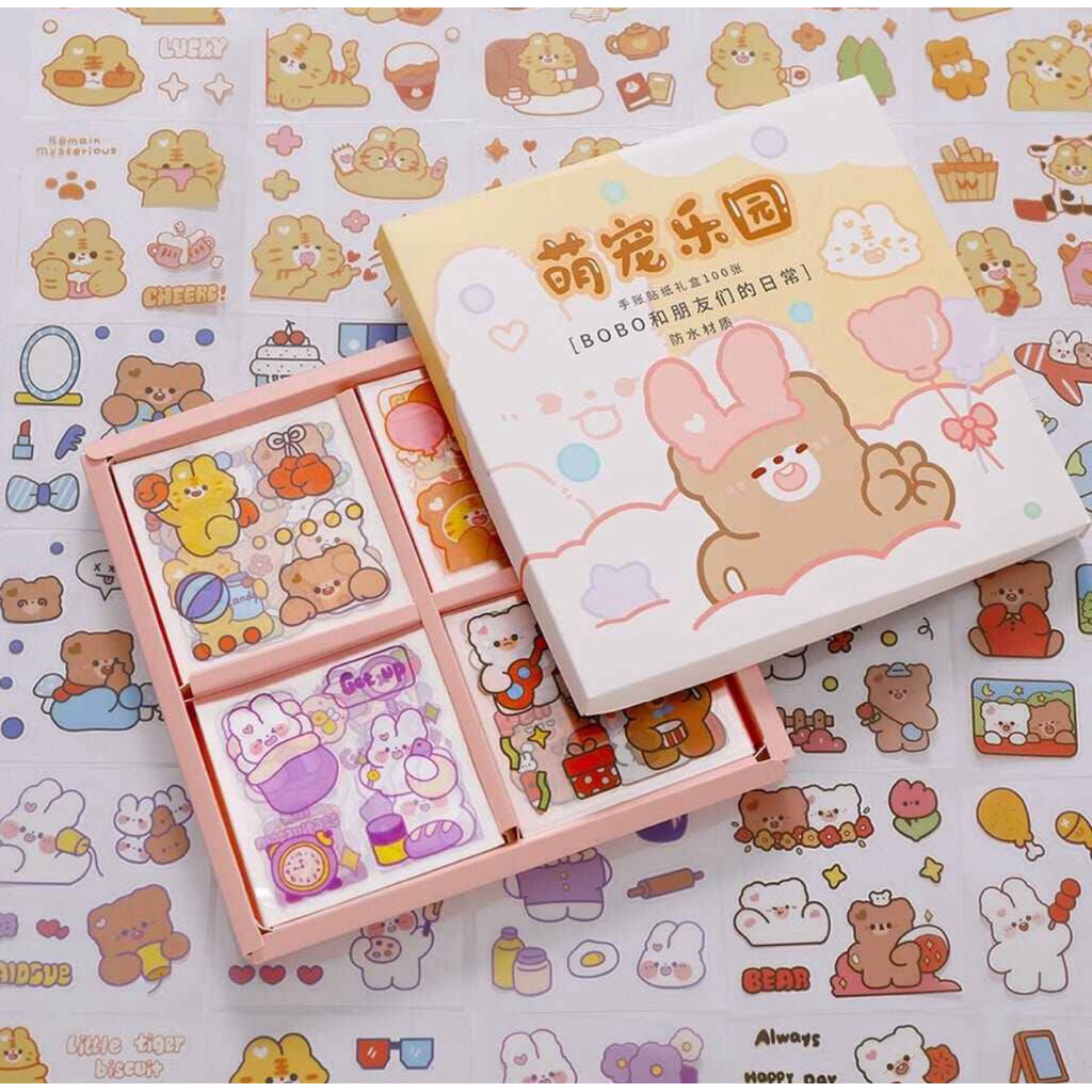 25 LEMBAR Stiker BOBO Sticker Dekorasi Aesthetic PVC Tumbler/Scrapbook/BUJO/Case HP/Koper/Laptop Dre