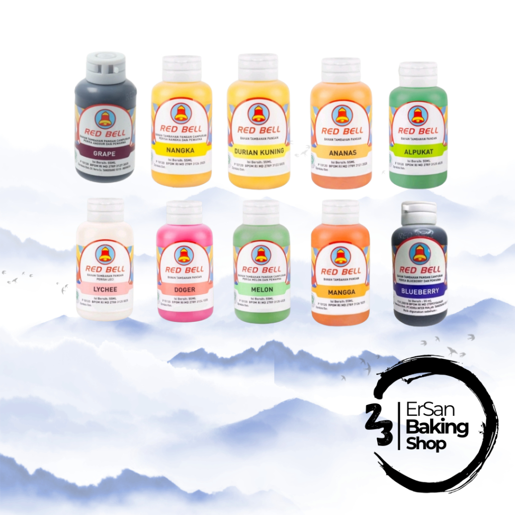 

Perisa Makanan Minuman Red Bell/Pasta Perisa Pewarna Red Bell Aneka Rasa 55ml