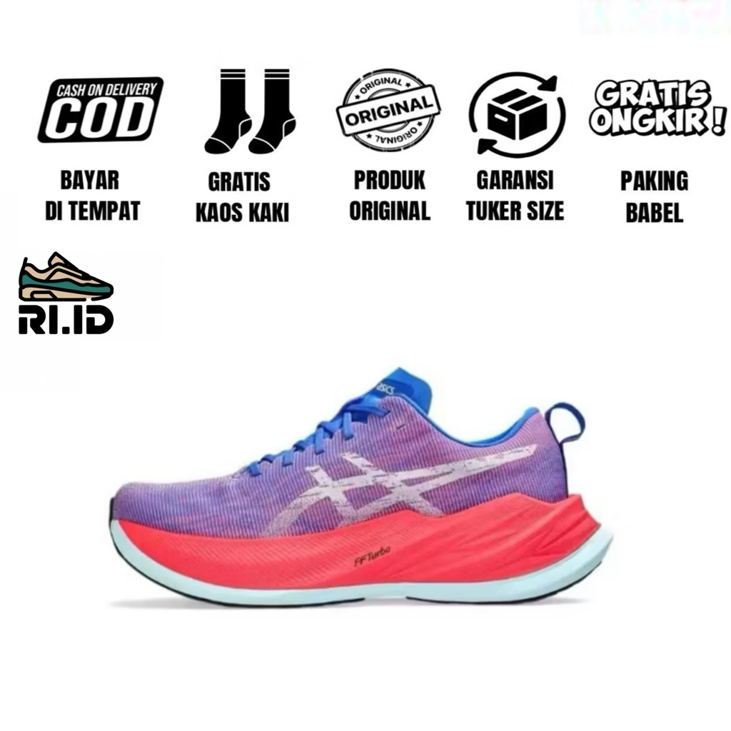 Running shoes asics superblast 2 purplle red blue