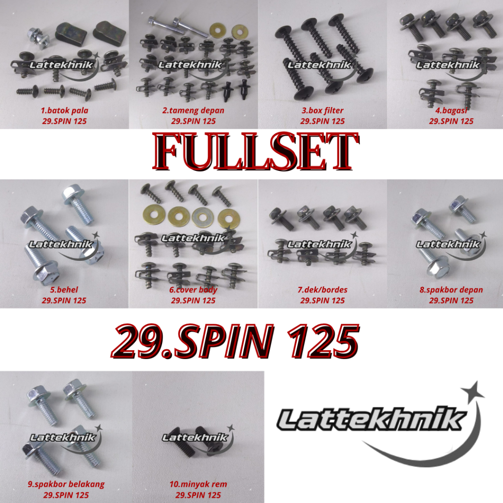 C29 Spin 125 Baut Lengkap Full Set Body Spin 125 / Baut Lengkap Fullset Bodi  Spin 125