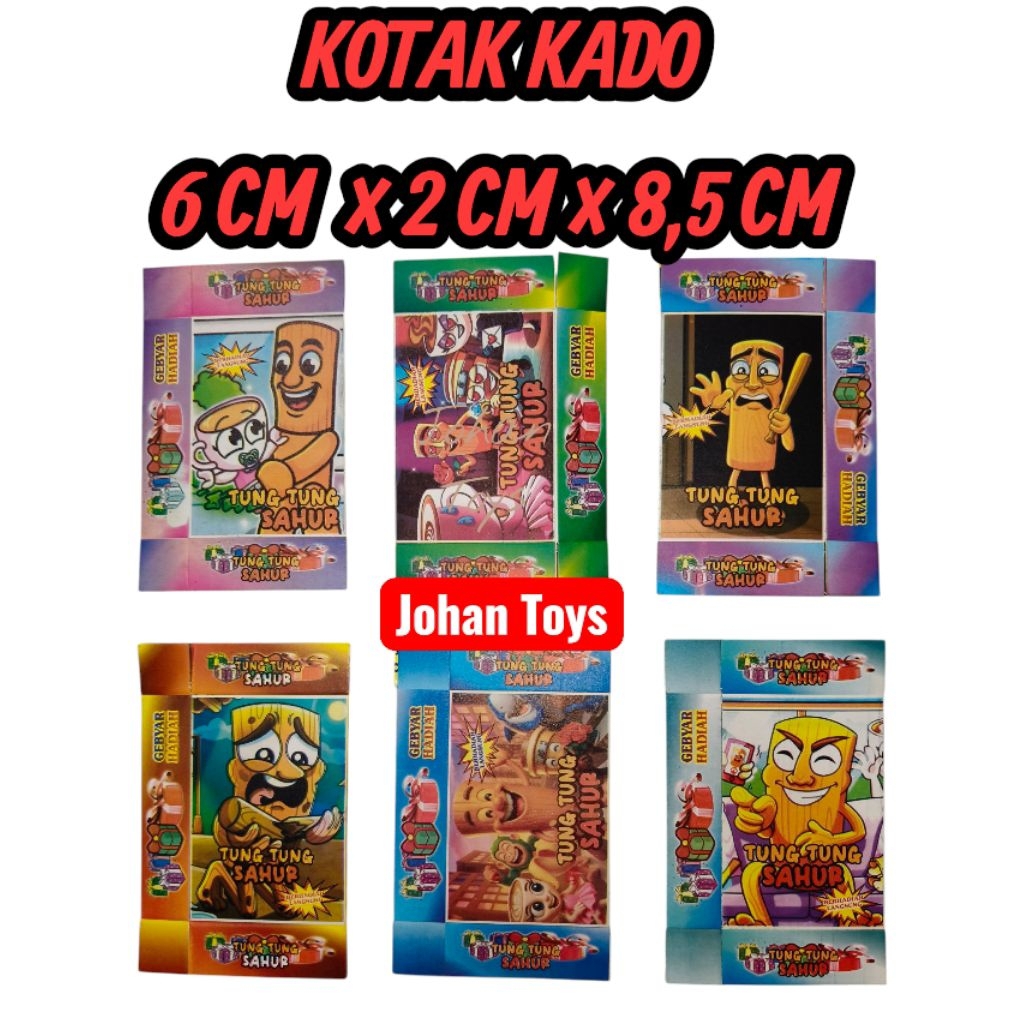 

100 PCS KOTAK KADO KECIL TUNG TUNG SAHUR 6 CM × 2 CM × 8,5 CM.