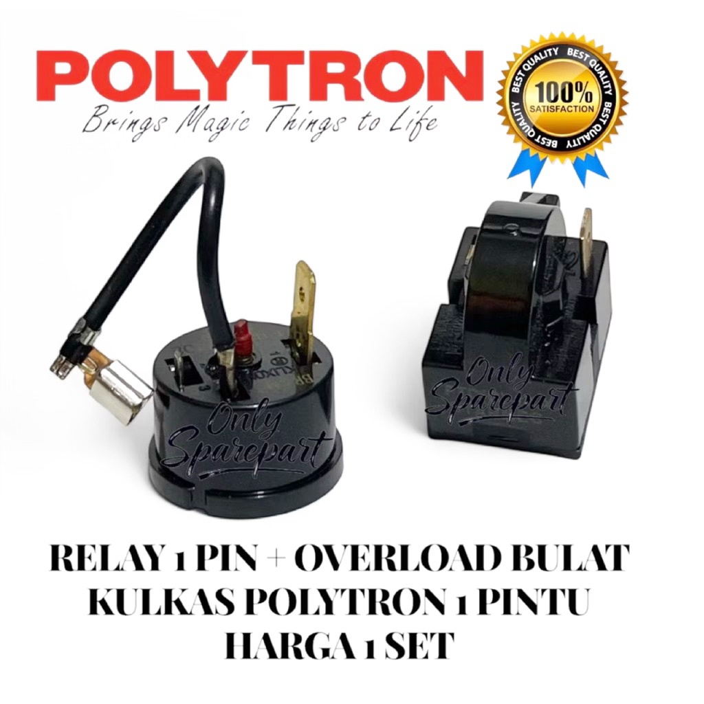 Relay Ptc + Overload Bulat kulkas polytron 1 Pintu / Overluad kulkas polytron
