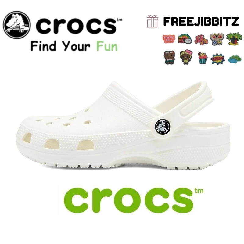 【COD】100%ORIGINAL CROCS UNISEX CLASSIC CLOG/Sandal Crocs Pria- Putih