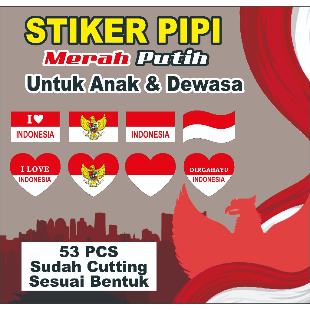 

[53 PCS] STICKER PIPI BENDERA MERAH PUTIH STICKER KEMERDEKAAN