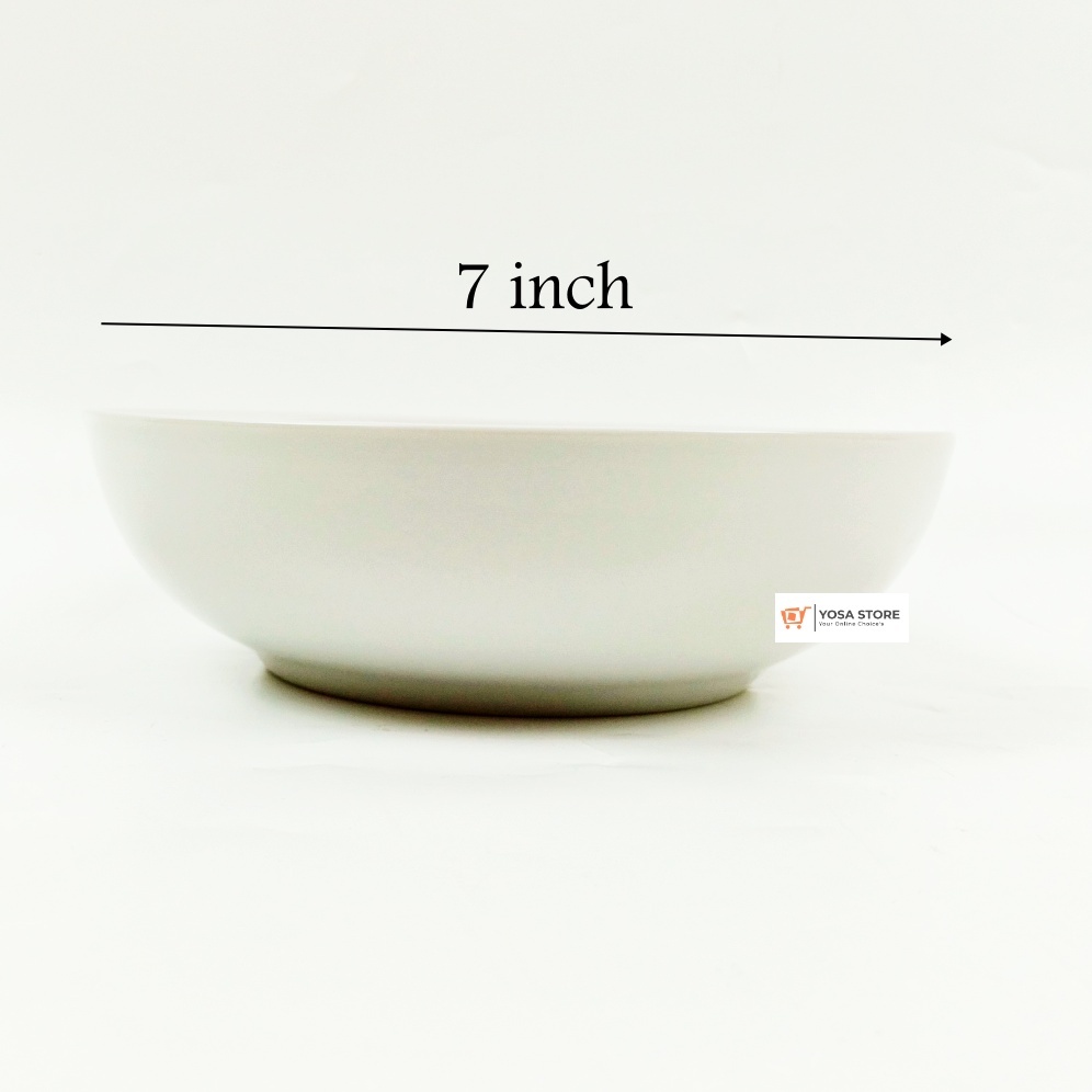 Mangkok Sereal Bubur Mie Ayam Keramik Putih Polos 7 Inch Kedaung- 1 Pcs