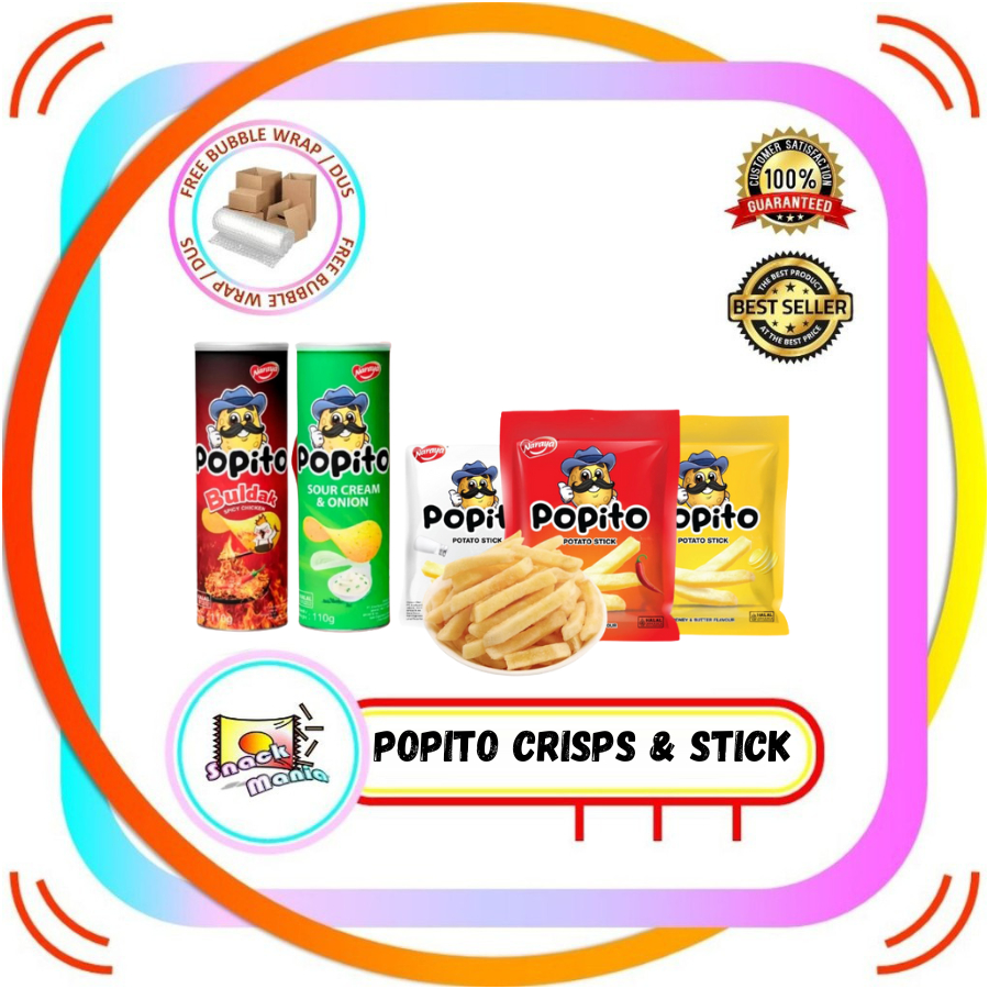 

Naraya Popito Potato Stick Original Crisps Buldak Spicy Chicken Sour Cream Onion ~ 110 g Keripik Kentang Stik