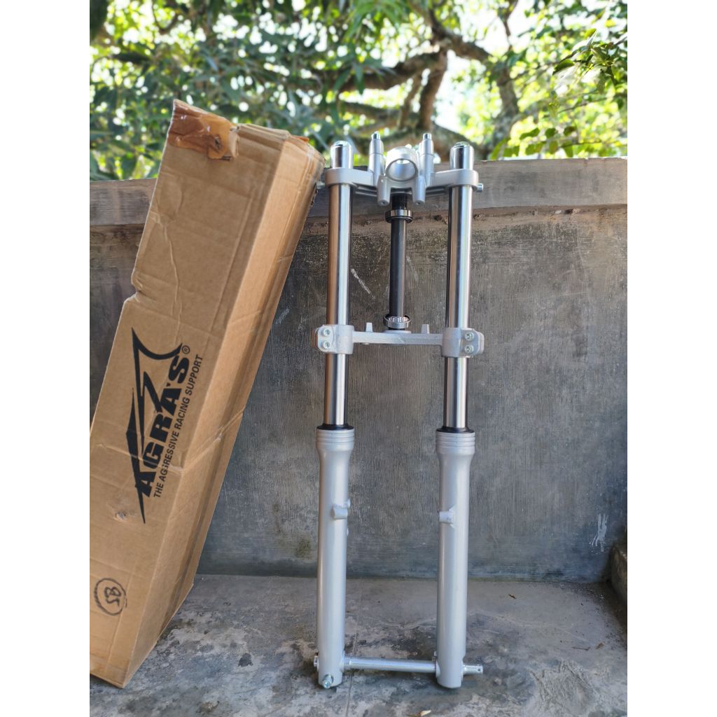 SHOCK SKOK DEPAN NINJA RR  IMPORT BOTTOM SILVER PNP HONDA CB,GL,MEGAPRO,TIGER