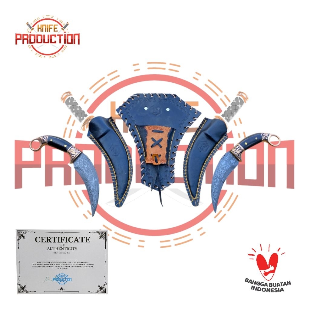 Premiun Pisau Rambit Double Pamor Damaskus