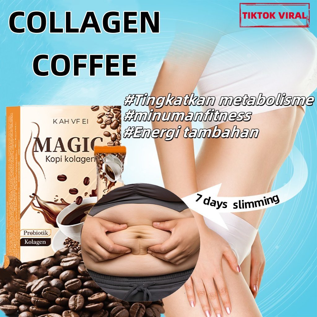 

12 PCS MAGIC Kopi Kolagen Pelangsing - Kopi Hitam Instan 100% Robusta, Bakar Lemak & Detoks, Kurangi Nafsu Makan, Langsing Cepat & Efektif