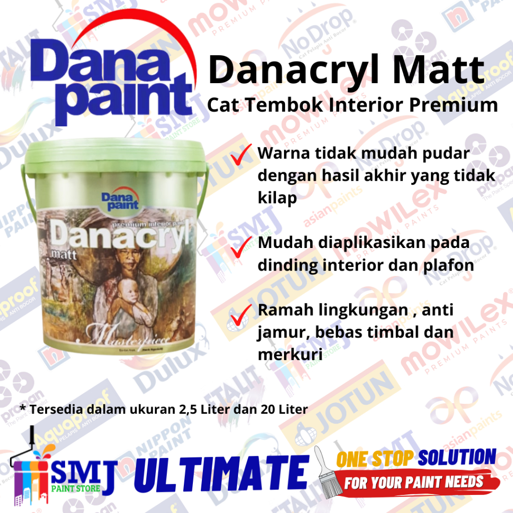 Cat Dinding Premium Interior DANA PAINT DANACRYL MATT Warna Tinting 2,5kg