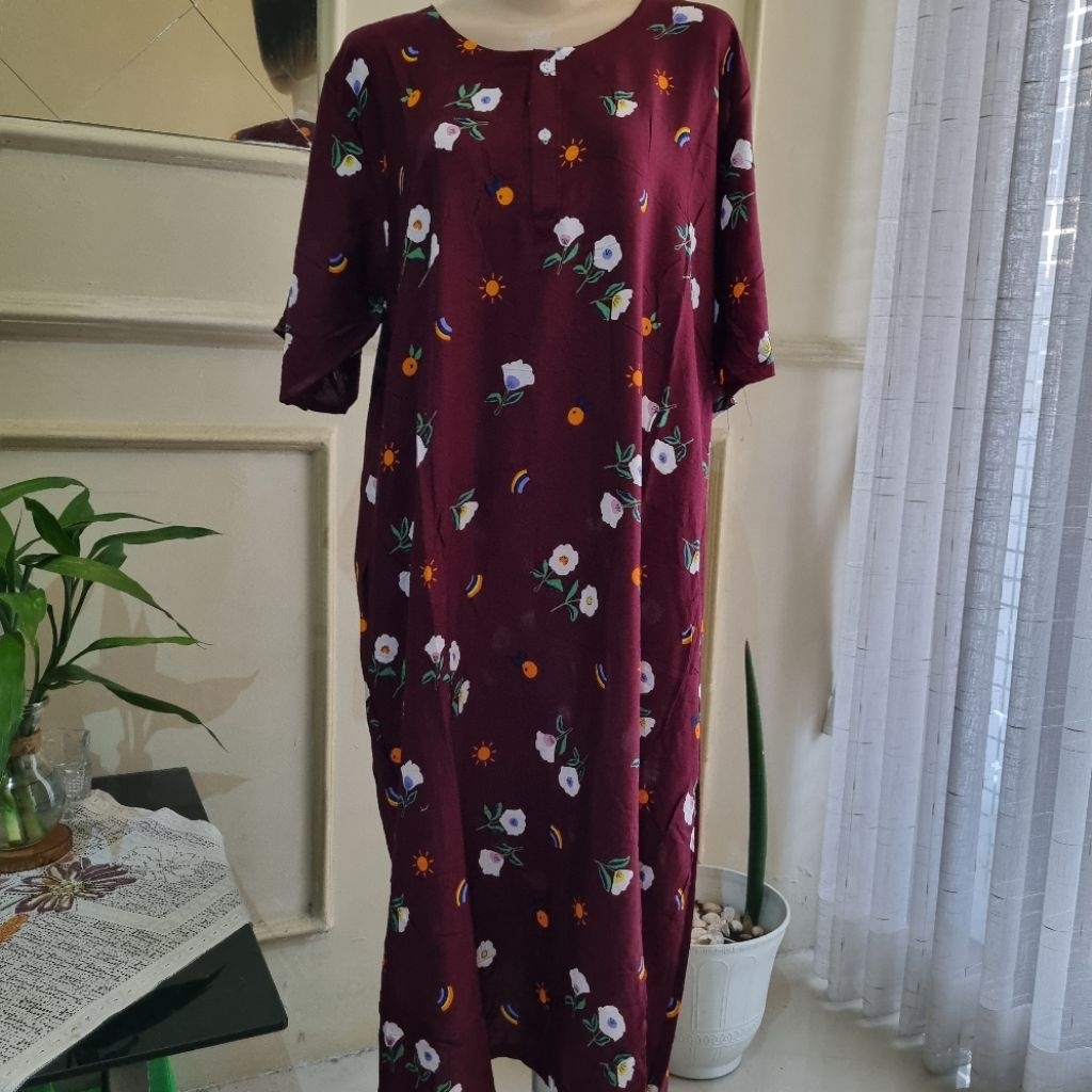 Daster polos kancing putih All size