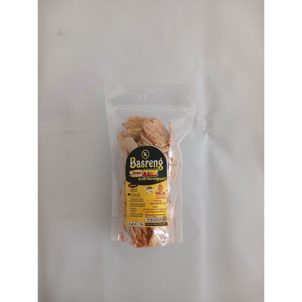 

Basreng Nyonyah Cetar Basreng Pedas Asin Daun Jeruk Basreng Pedas Asin 75 gr