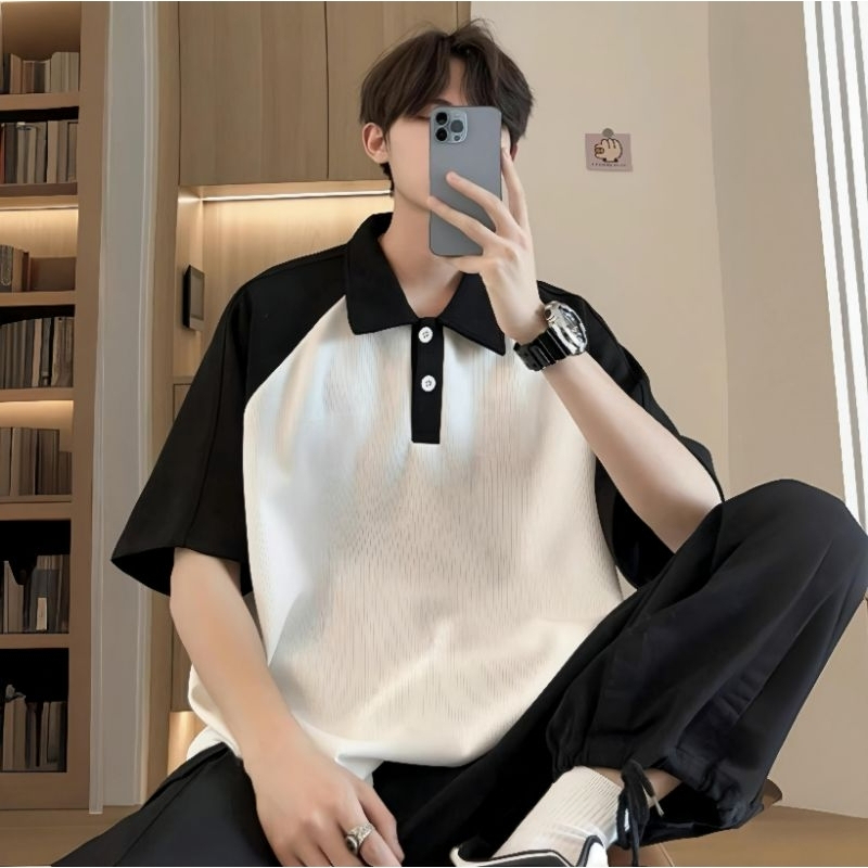 . KAOS POLO REGLAN Big Size (M - 6XL)Jumbo Polo polos kombinasi Polo Shirt Unisex M L XL XXL 3XL 4XL