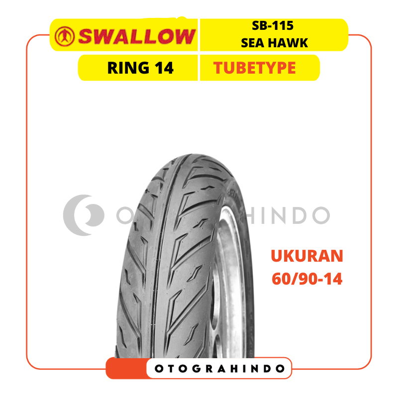 BAN LUAR SEPEDA MOTOR SWALLOW SB-115 SEA HAWK UKURAN 60/90-14 RING 14 TUBETYPE BAN CEPER CACING DRAG