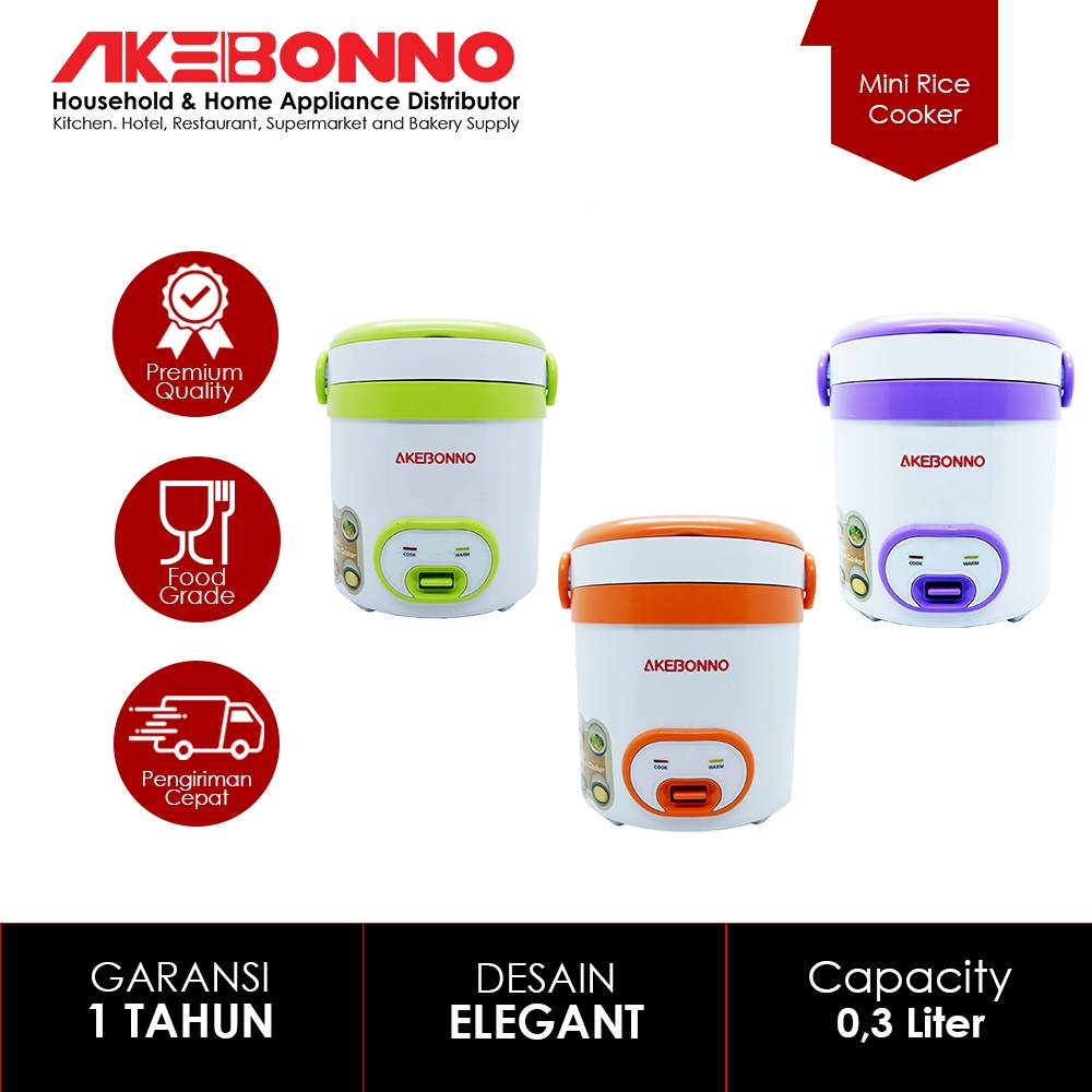 AKEBONNO - Mini/Travel Size Rice Cooker/Penanak Nasi Anak Kos Kecil 300ml Garansi 1 Tahun