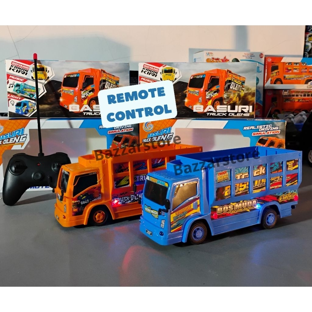 mainan remote control truk oleng - musik dan lampu nyala - remot kontrol truk 4 Chanel maji mundur b