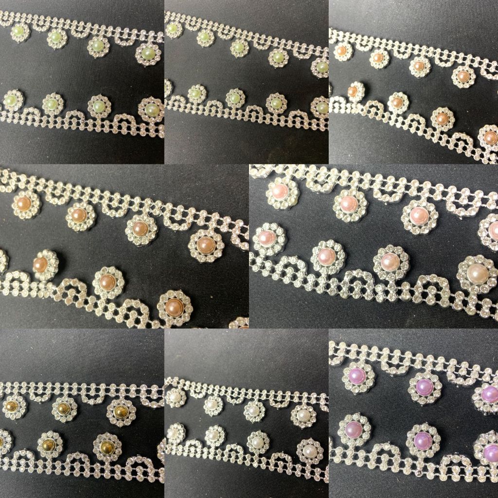 @1METER PAYET MUTE RANGKAI SWAROKSI MUTIARA SILVER (PR 99)