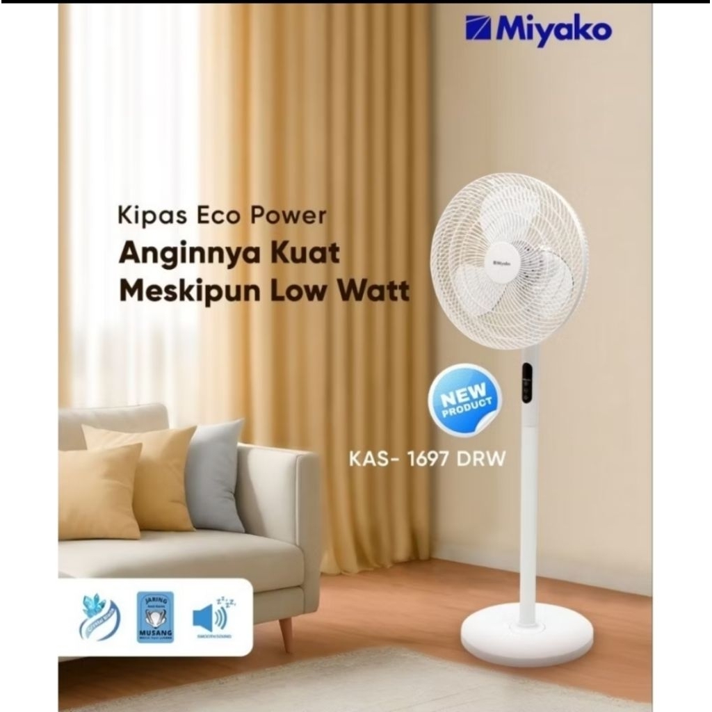 Kipas Angin Berdiri Remote Kipas Miyako  KAS 1697 DRW 16 inch