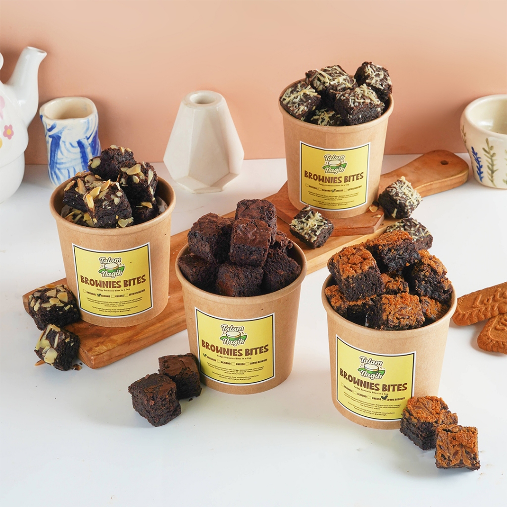 

Fudgy Brownies Bites - Fresh Homemade by Talam Nagih : Chewy, Real Dark Chocolate and Butter