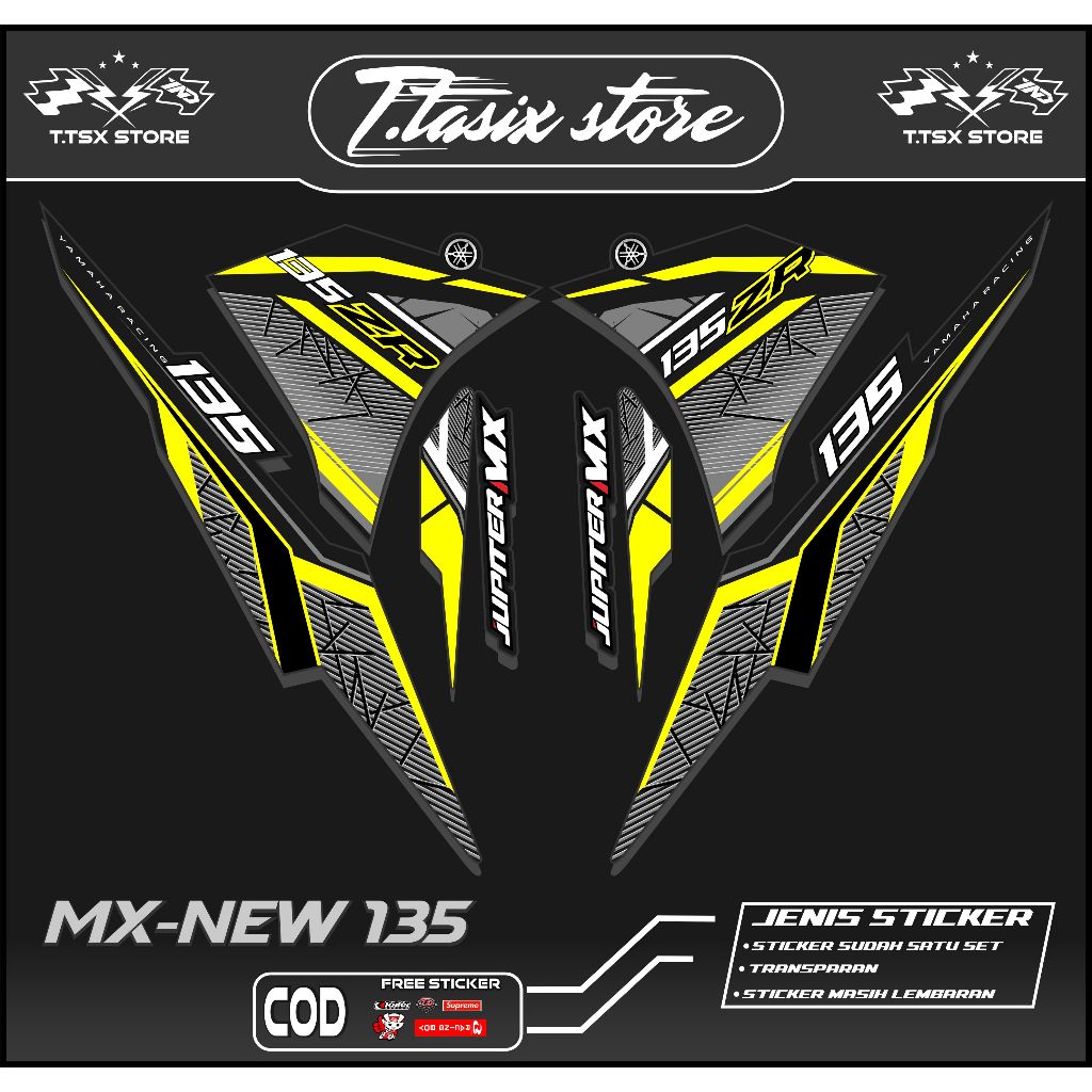 STRIPING TRANSPARAN MX NEW/STRIPING MX 135 NEW/STIKER VARIASI JUPITER MX 135 NEW