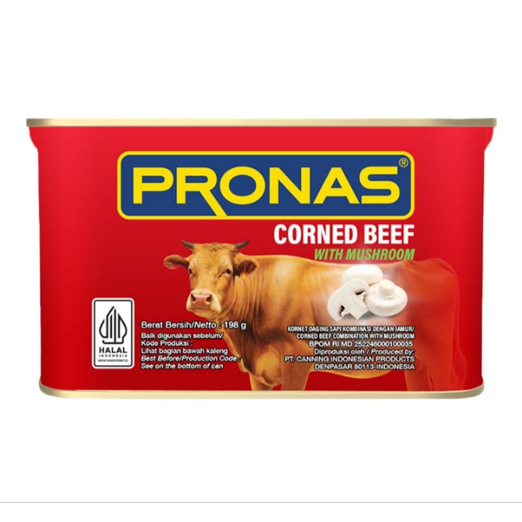 

Pronas Kornet Daging Sapi dengan Jamur Kaleng 198g