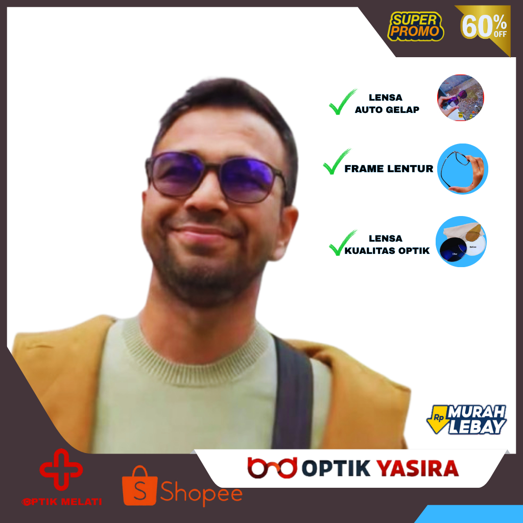 Frame Kacamata Minus Photochromic Kekinian Pria Wanita