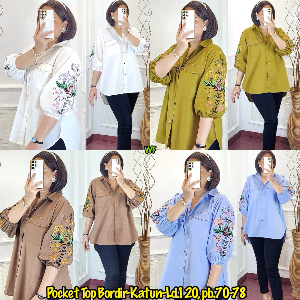 Julie Top/kemeja katun bordir/kemeja wanita jumbo/kemeja blouse kekinian bestseller
