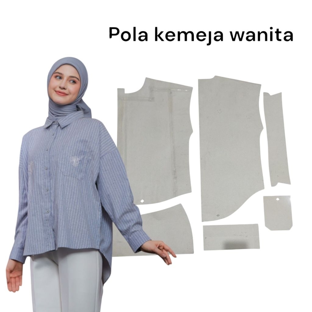 Pola Kemeja Oversize  Wanita Nyaman Lengan Panjang.