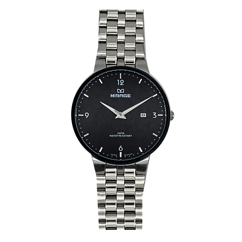 Mirage 8696 Silver Black Man MDBSSBA Jam Tangan Pria Original