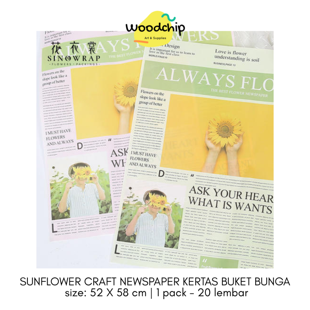 

[PACK] SUNFLOWER CRAFT NEWSPAPER KERTAS BUKET BUNGA BOUQUET KERTAS KADO WRAPPING PAPER SAMPUL BUKU