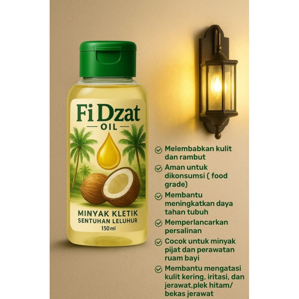 

Minyak Keletik 150ml|Minyak kletik/Minyak Kelapa Murni 100%|Aroma Terapi Tradisional