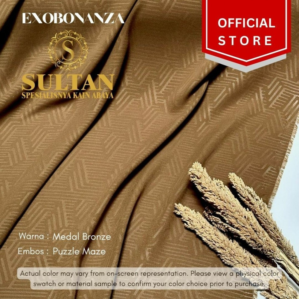 Kain abaya Sultan Exo Bonanza Warna Medal Bronze Embos Ethnic 50 cm (Harga per-setengah meter)