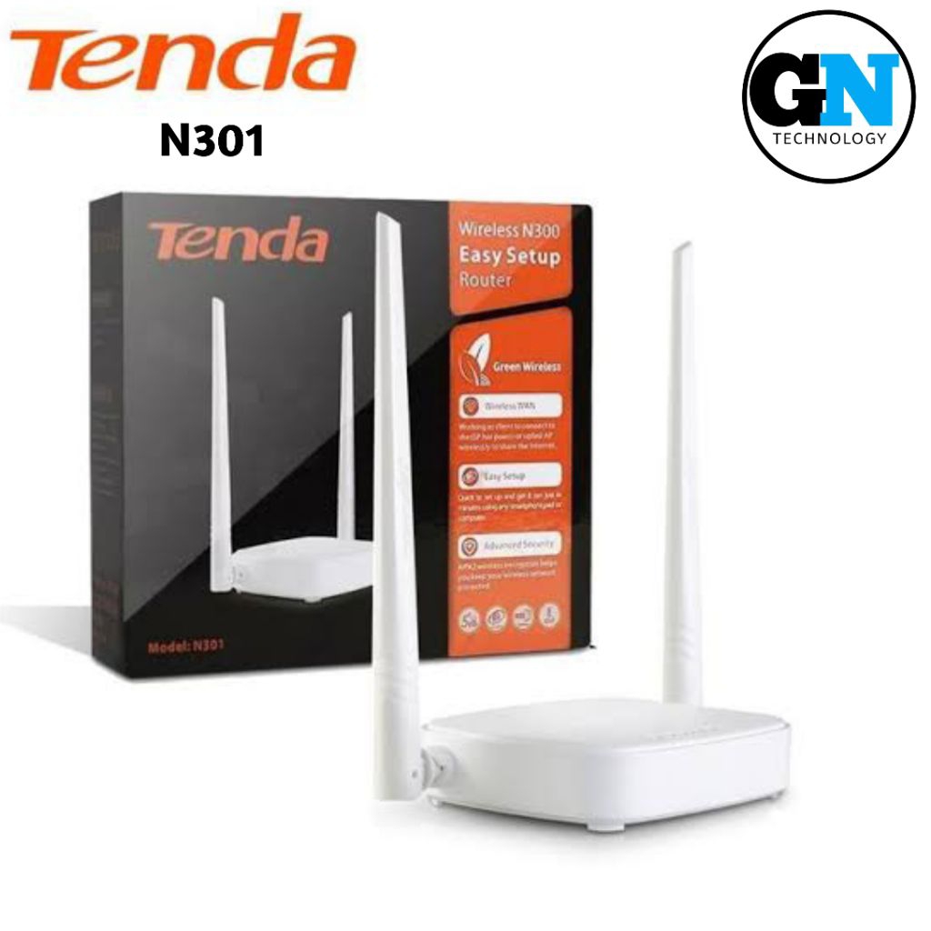 Tenda N301 Wireless Router 2 Antenna - White  BOX: HITAM