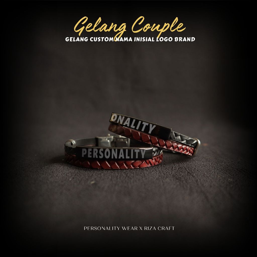 Gelang Pasangan Couple Bestie Cewek Cowok Pria Wanita Keren Aesthetic Custom Nama Inisial Logo Brand