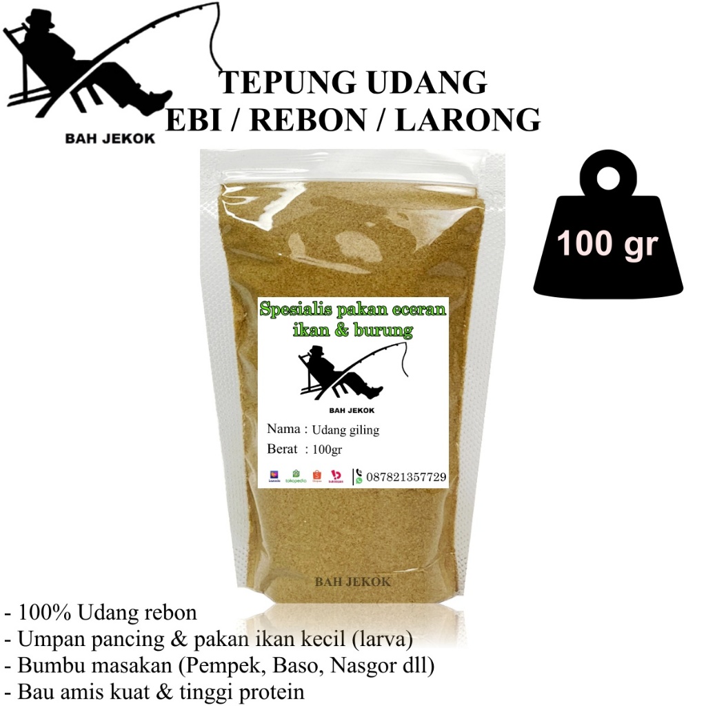 

Udang Rebon Ebi Larong giling untuk umpan pancing ikan & bumbu masakan (100gr)