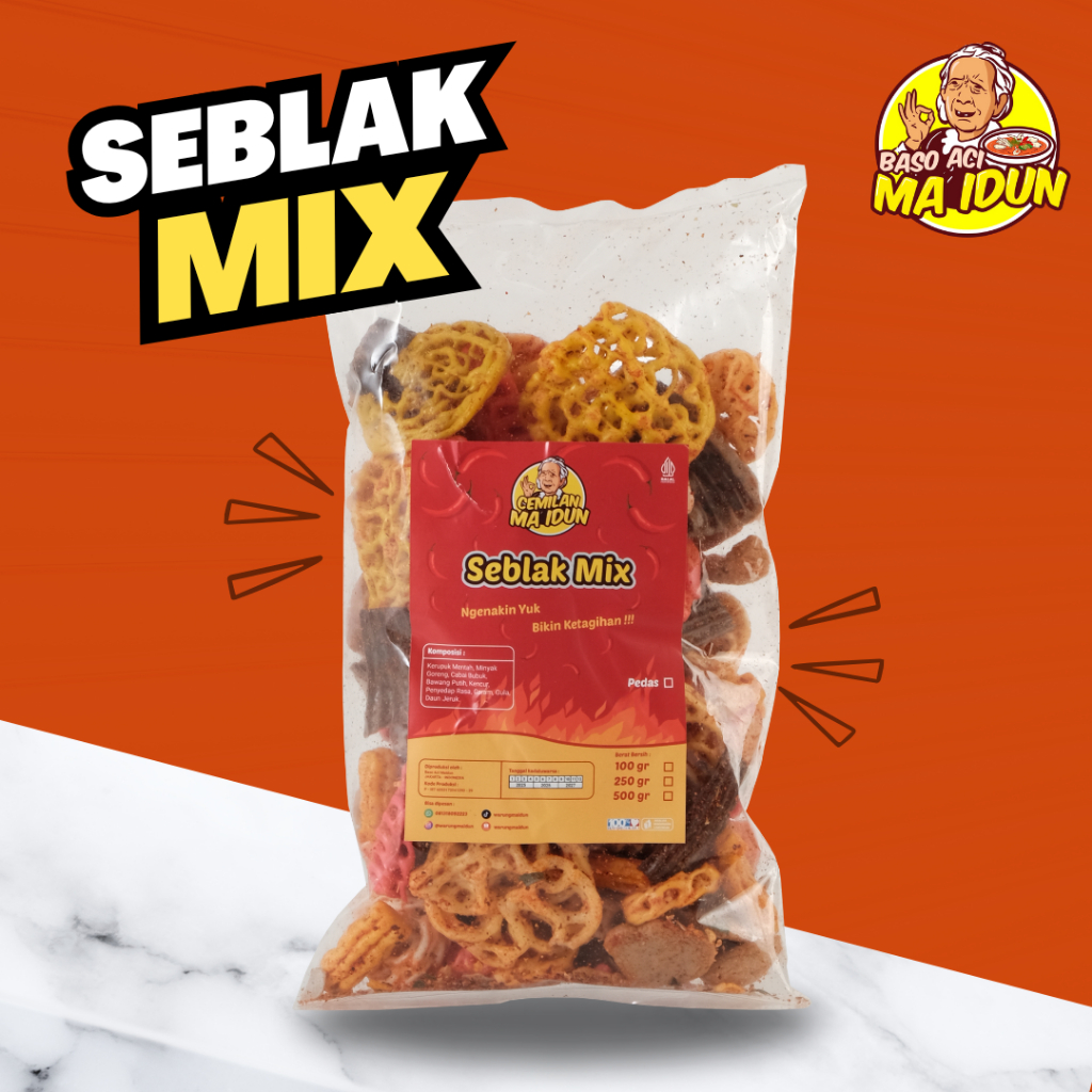 

Snack Seblak Mix Pedas / Cemilan Seblak Kering Campur Pedes / Kerupuk Seblak Campur Mix