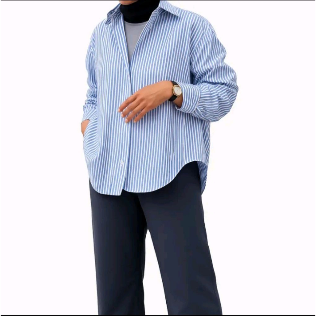 Zara Blouse Salur - Kemeja Wanita Kekinian -Atasan Wanita Terlaris Korean Style Wanita