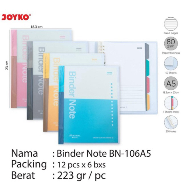 

Map Binder Note A5 B5 Warna Motif / Folder File BN-106A5 dan BN-106B5 Joyko